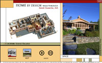 The walkthrough interface showing the Showhouse floor plan beside photographic views